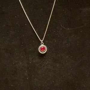 Ruby Swarovski Crystal Sterling Silver Necklace